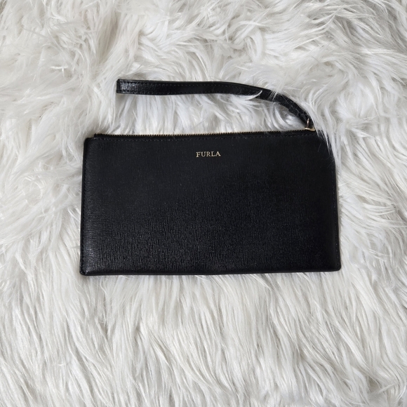 Furla Handbags - Furla Sleek Black Leather Wristlet